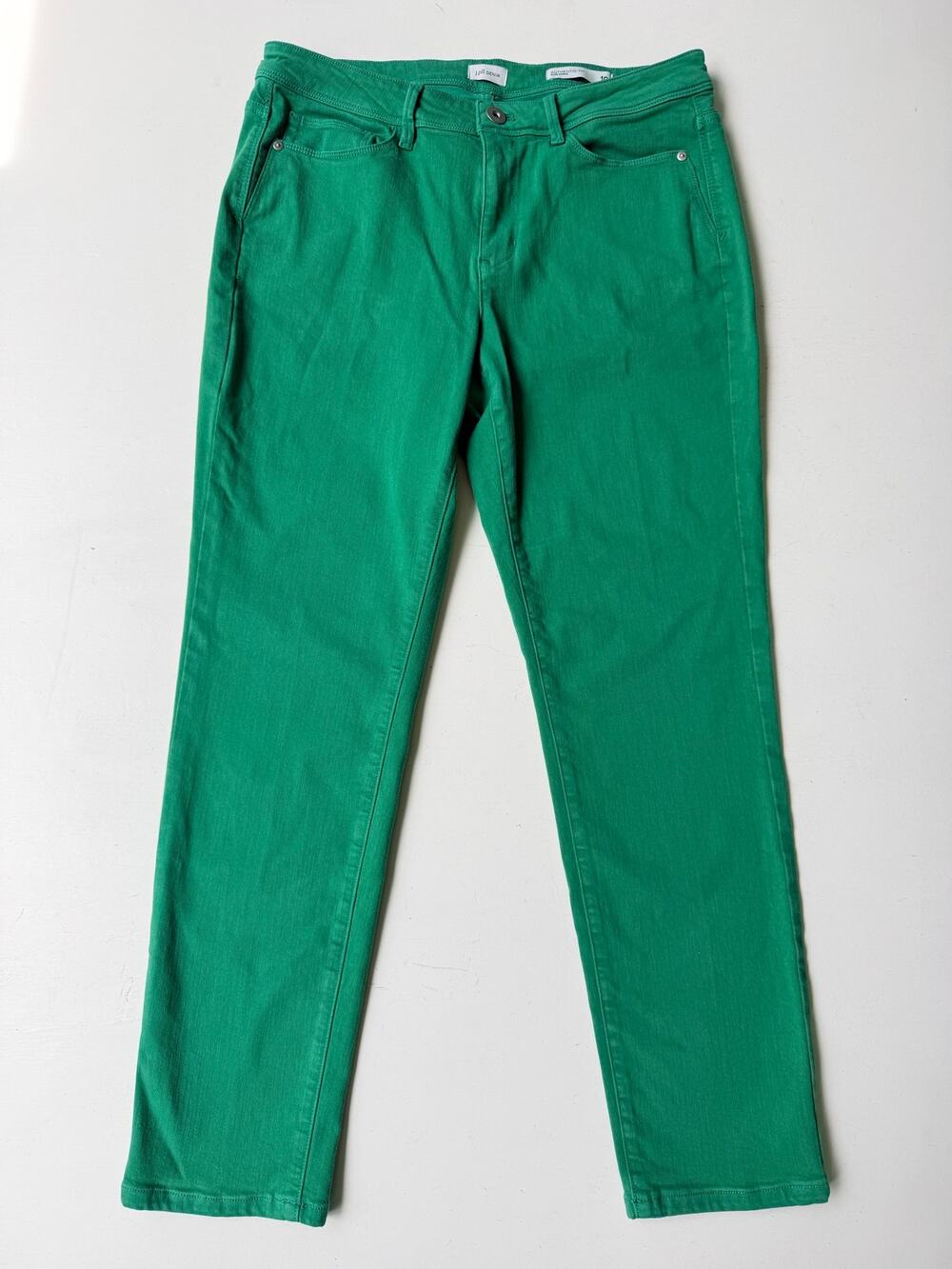 J.Jill Authentic Fit Slim Ankle Leg Jeans Kelly Green Size 10 Mid Rise Stretch